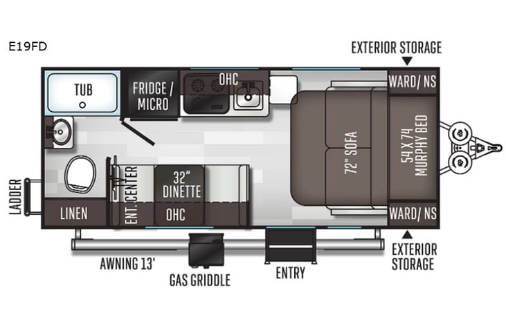 Representative floor plan provided by a trusted RVshare partner.