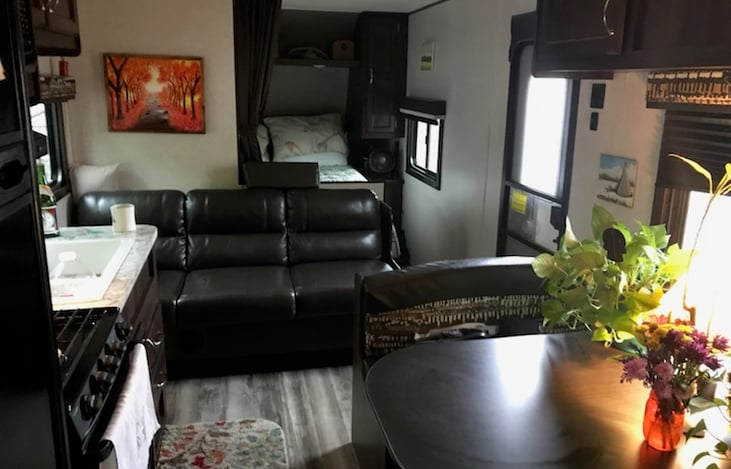 Couch also opens to a single bed.