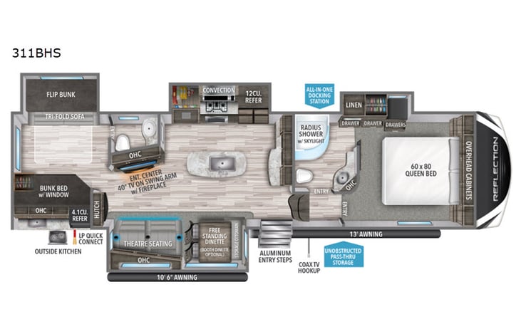 Representative floor plan provided by a trusted RVshare partner.