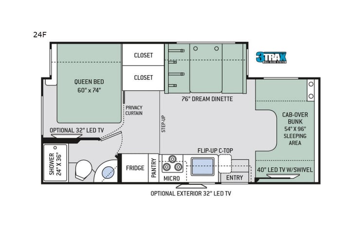 Representative floor plan provided by a trusted RVshare partner.