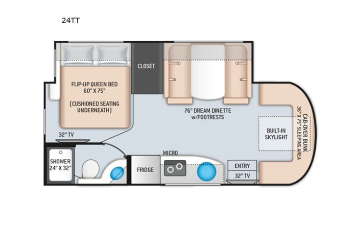 Representative floor plan provided by a trusted RVshare partner.