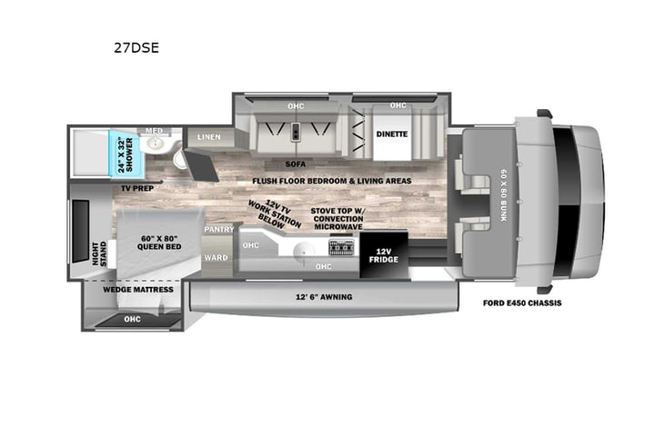 Representative floor plan provided by a trusted RVshare partner.