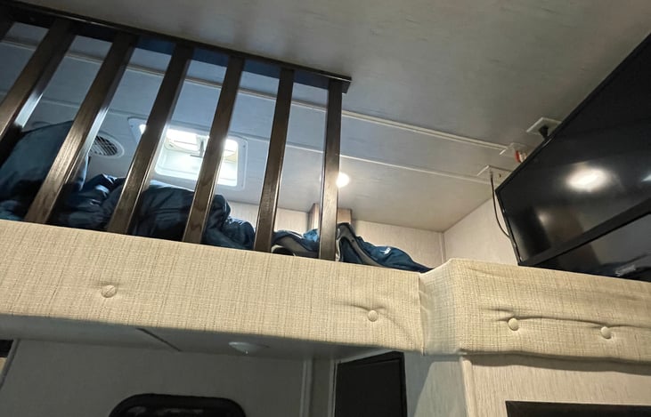 Single loft bed in garage
