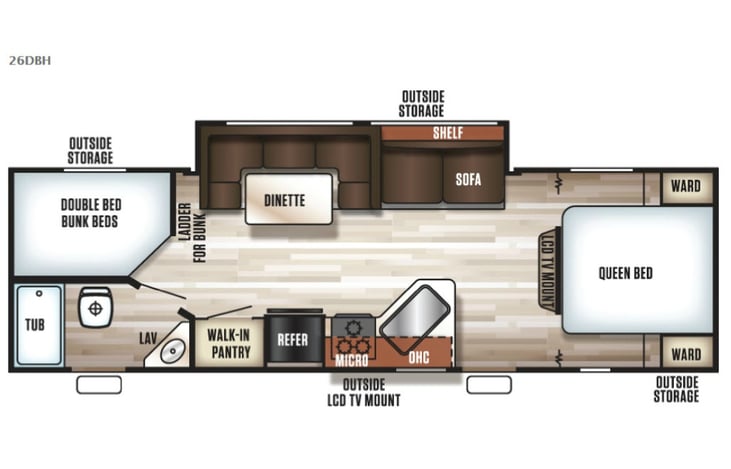 Representative floor plan provided by a trusted RVshare partner.
