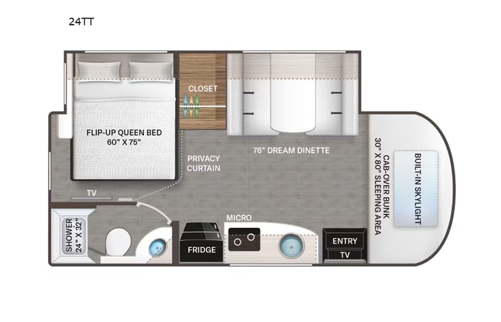 Representative floor plan provided by a trusted RVshare partner.
