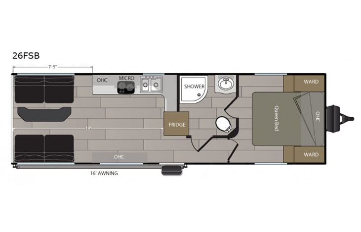 Representative floor plan provided by a trusted RVshare partner.