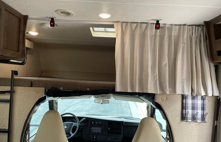 Upper bunk can sleep up to two adults, bedding is available as an add-on.