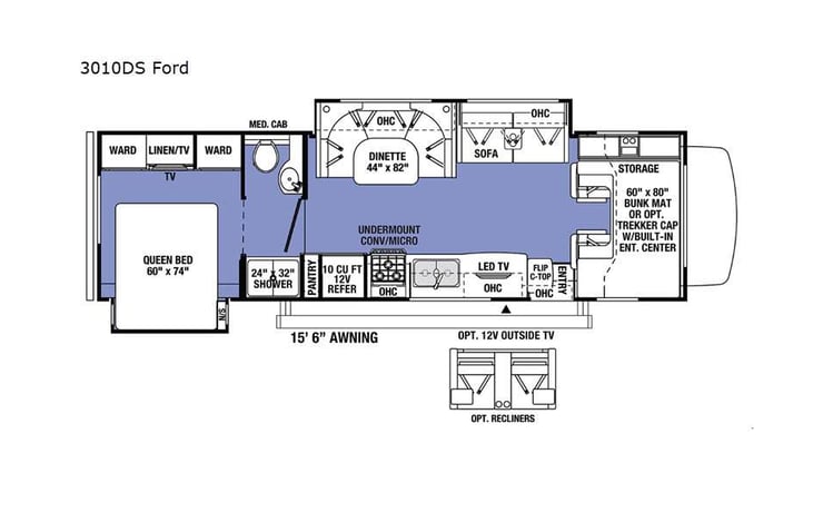 Representative floor plan provided by a trusted RVshare partner.