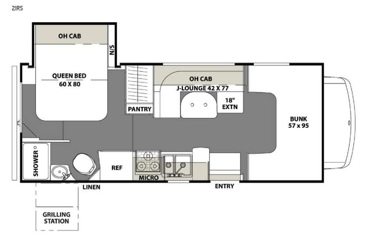 Representative floor plan provided by a trusted RVshare partner.