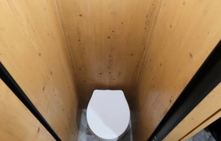 Toilet inside closet (outside shower only)