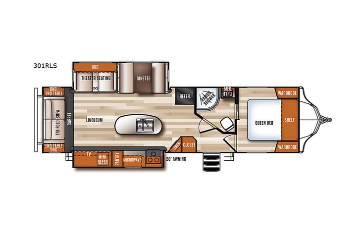 Representative floor plan provided by a trusted RVshare partner.