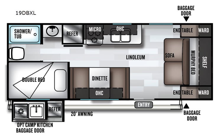 Representative floor plan provided by a trusted RVshare partner.