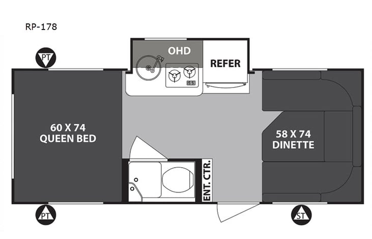 Representative floor plan provided by a trusted RVshare partner.