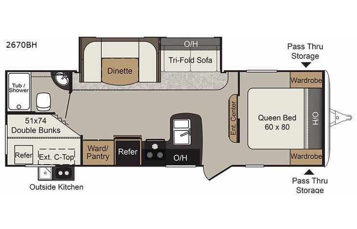 Representative floor plan provided by a trusted RVshare partner.