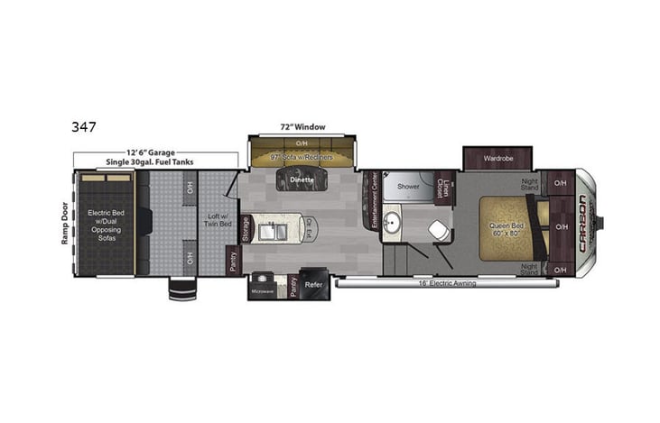 Representative floor plan provided by a trusted RVshare partner.