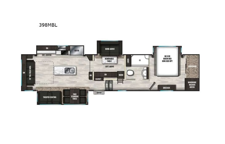 Representative floor plan provided by a trusted RVshare partner.