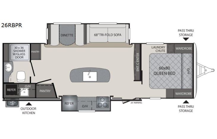 Representative floor plan provided by a trusted RVshare partner.