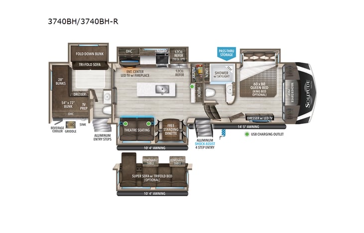 Representative floor plan provided by a trusted RVshare partner.