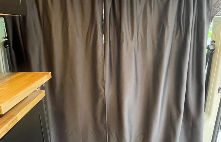 Blackout curtains for night time and privacy.