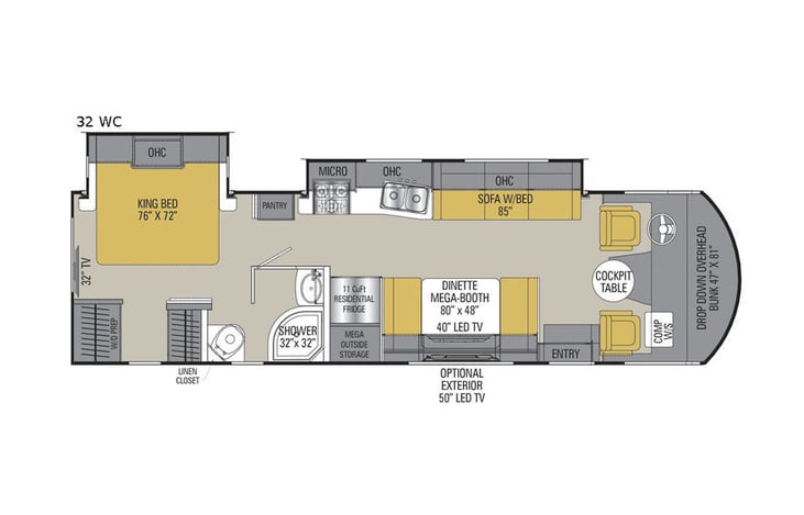 Representative floor plan provided by a trusted RVshare partner.