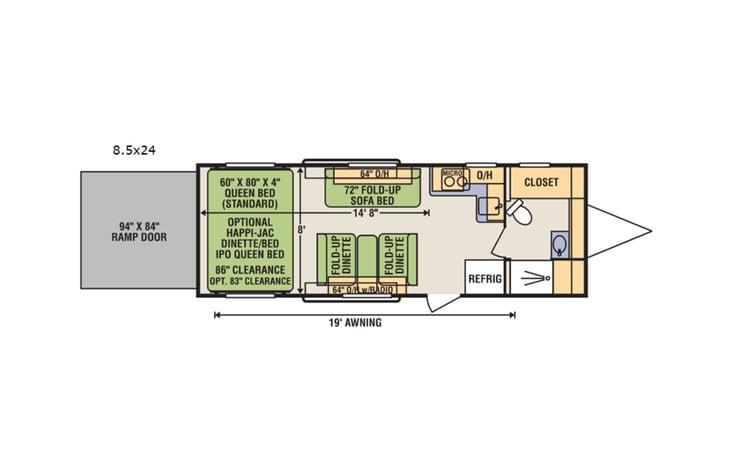 Representative floor plan provided by a trusted RVshare partner.