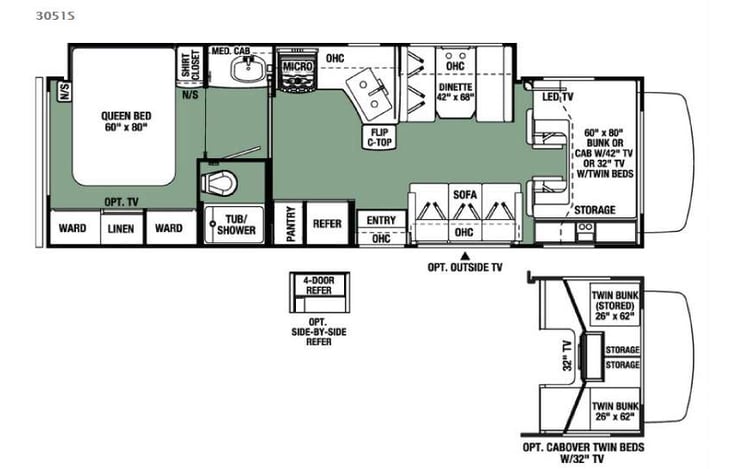 Representative floor plan provided by a trusted RVshare partner.