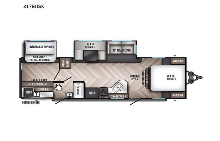 Representative floor plan provided by a trusted RVshare partner.