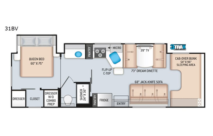 Representative floor plan provided by a trusted RVshare partner.
