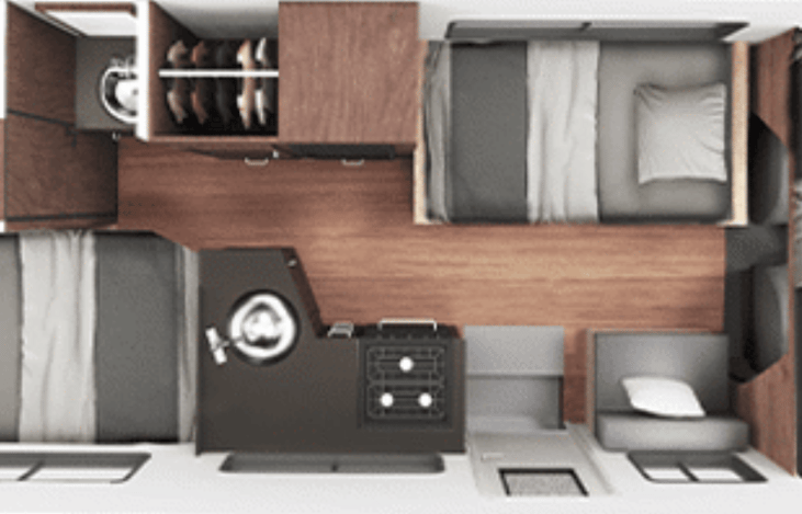 Night layout - not shown over cab twin bed