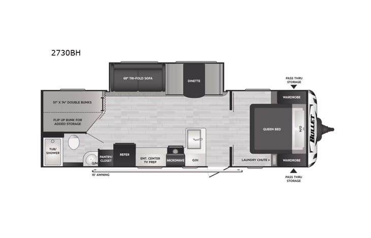 Representative floor plan provided by a trusted RVshare partner.