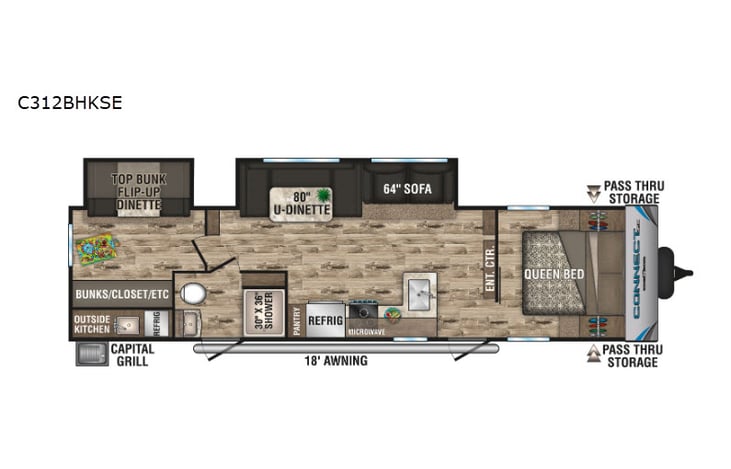 Representative floor plan provided by a trusted RVshare partner.