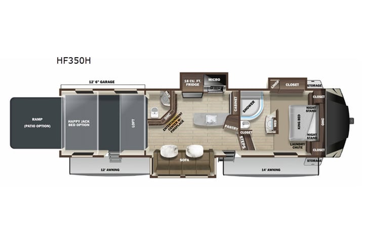 Representative floor plan provided by a trusted RVshare partner.