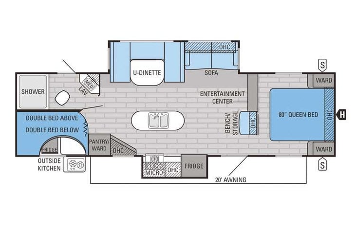 Representative floor plan provided by a trusted RVshare partner.