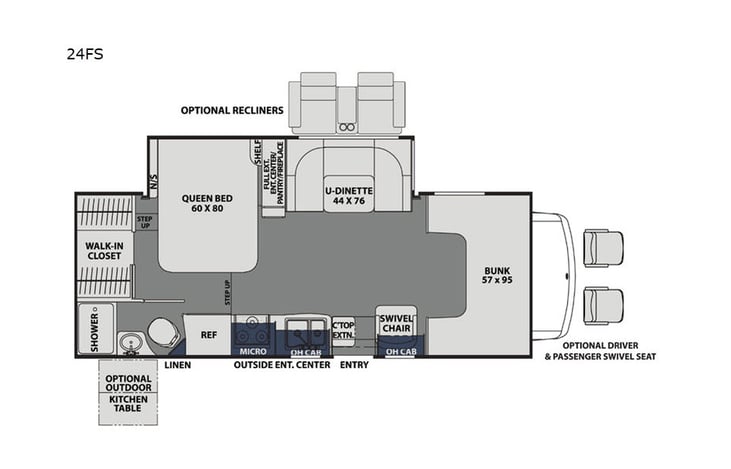 Representative floor plan provided by a trusted RVshare partner.