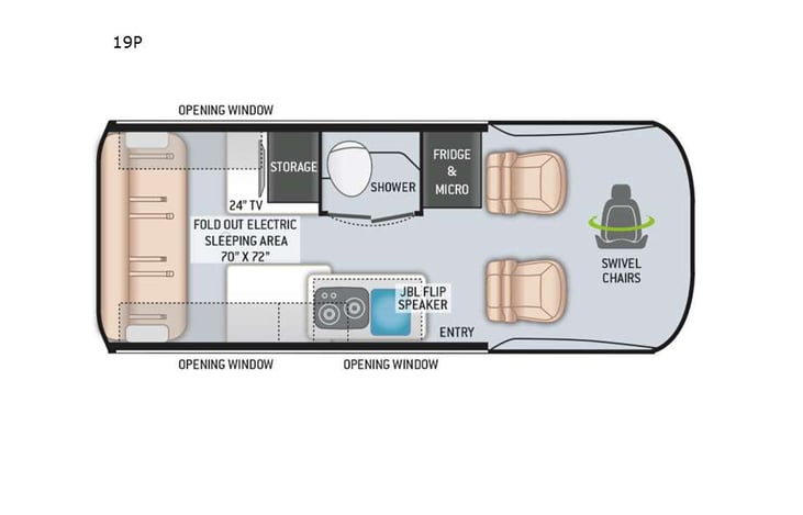 Representative floor plan provided by a trusted RVshare partner.