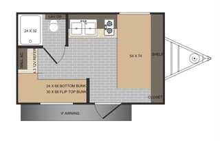Solar-powered, lightweight, adventure bunkhouse