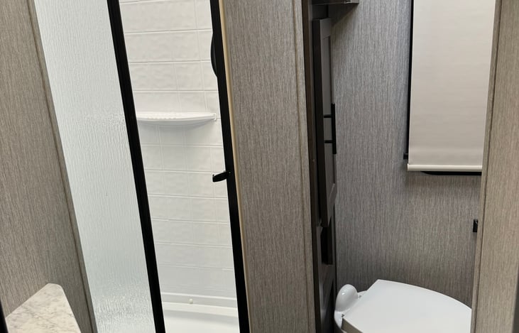 Full Roomy Shower with glass door!