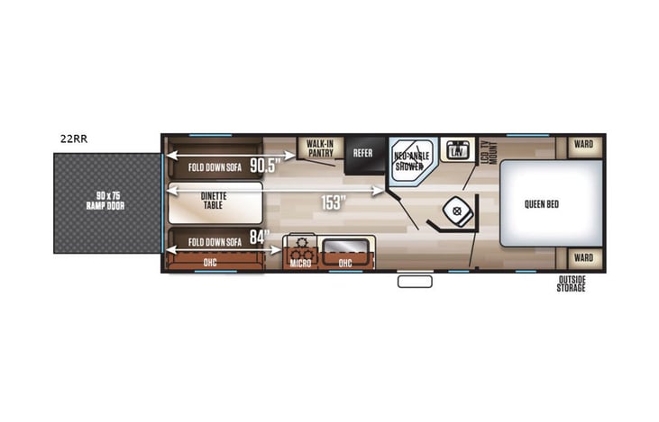Representative floor plan provided by a trusted RVshare partner.