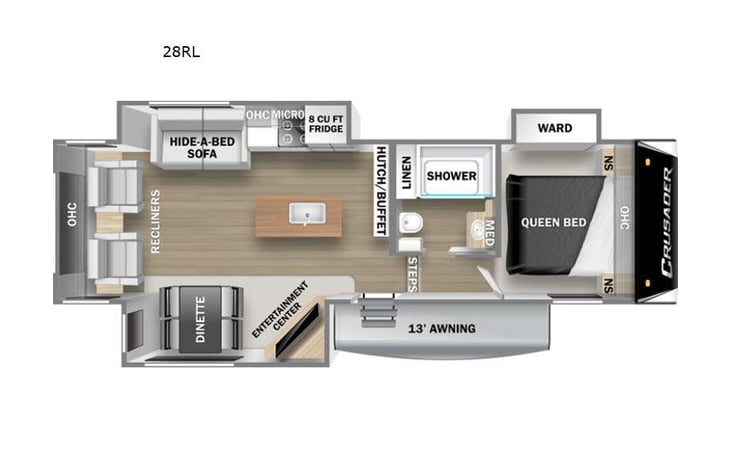 Representative floor plan provided by a trusted RVshare partner.