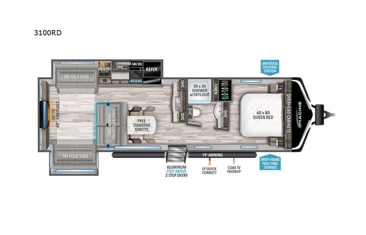 Representative floor plan provided by a trusted RVshare partner.