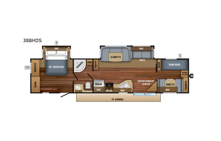 Representative floor plan provided by a trusted RVshare partner.