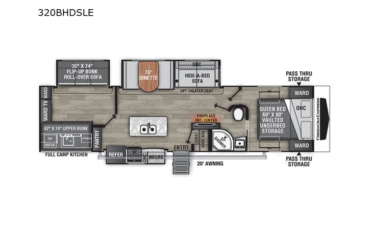Representative floor plan provided by a trusted RVshare partner.