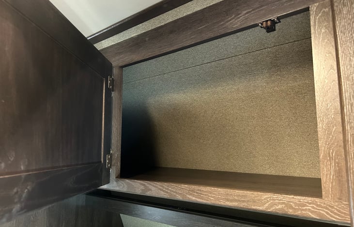 More storage above the master bed.