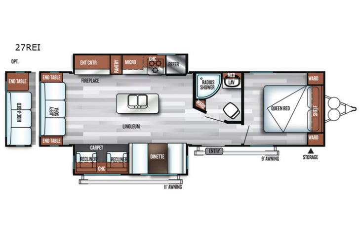 Representative floor plan provided by a trusted RVshare partner.