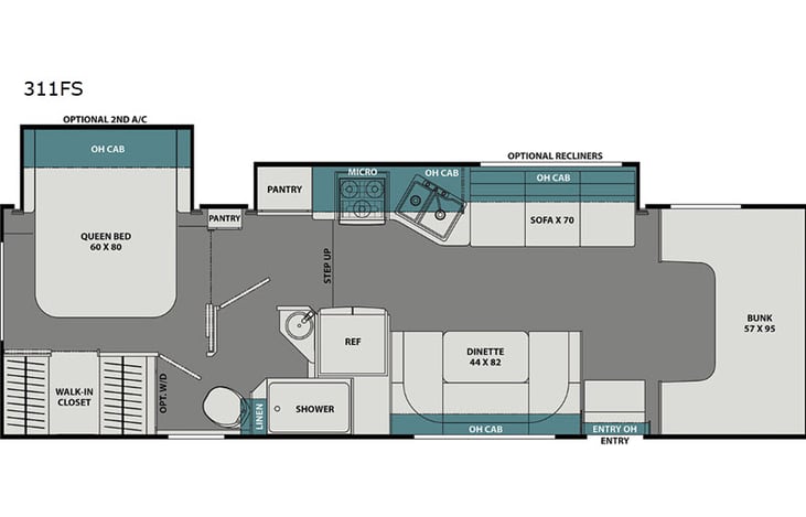Representative floor plan provided by a trusted RVshare partner.