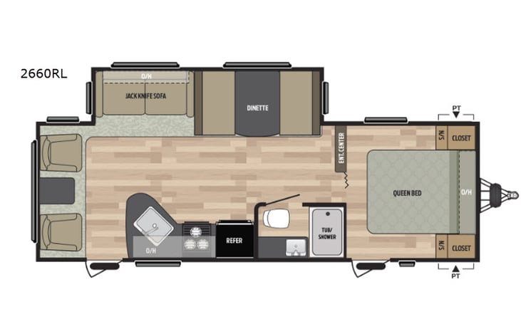 Representative floor plan provided by a trusted RVshare partner.