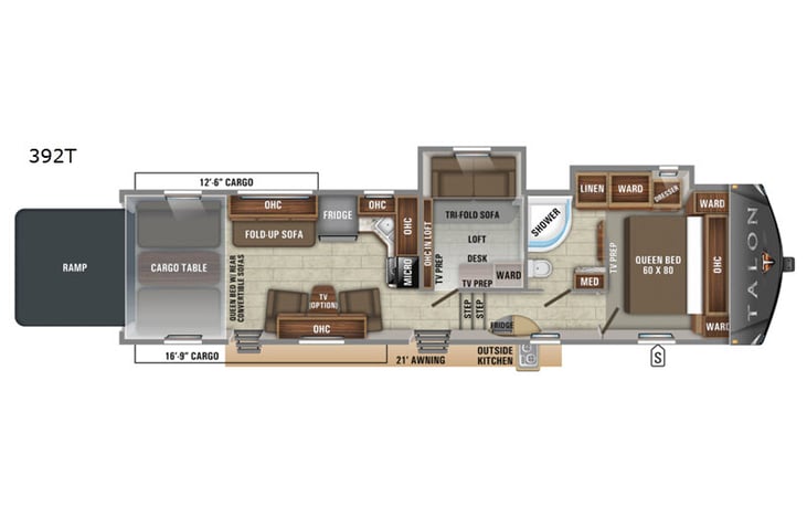 Representative floor plan provided by a trusted RVshare partner.