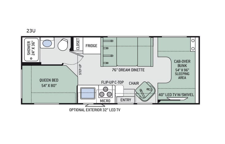 Representative floor plan provided by a trusted RVshare partner.