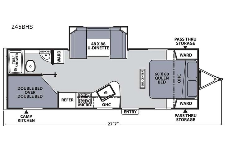 Representative floor plan provided by a trusted RVshare partner.