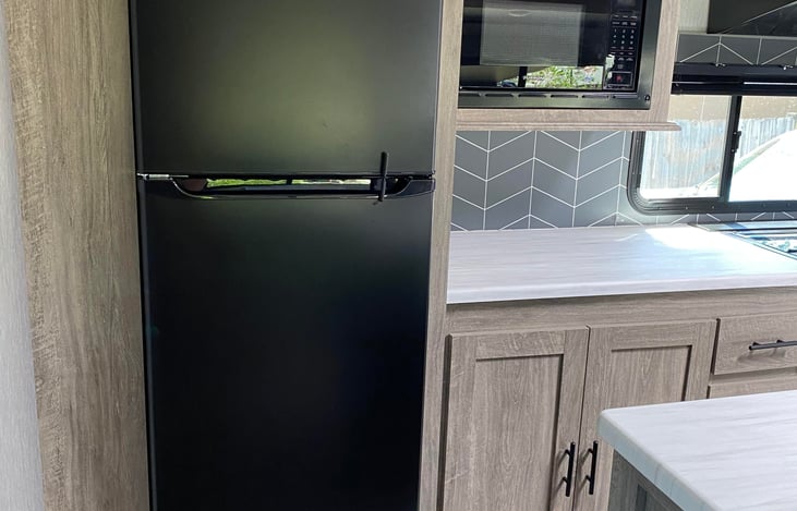 Kitchen Fridge/Freezer and Microwave